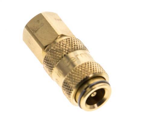 Brass DN 2.7 (Micro) Air Coupling Socket M5 Female Double Shut-Off