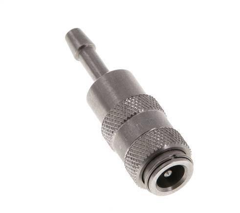 Stainless steel DN 2.7 (Micro) Air Coupling Socket 3 mm Hose Pillar Double Shut-Off