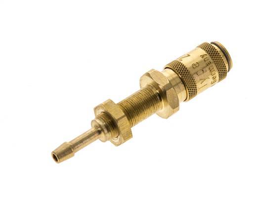 Brass DN 2.7 (Micro) Air Coupling Socket 3 mm Hose Pillar Bulkhead Double Shut-Off