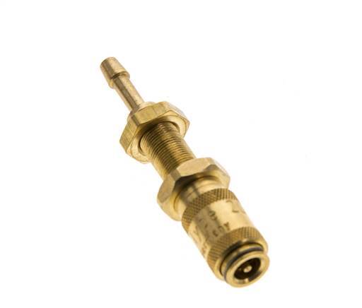 Brass DN 2.7 (Micro) Air Coupling Socket 3 mm Hose Pillar Bulkhead Double Shut-Off