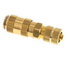 Brass DN 2.7 (Micro) Air Coupling Socket 4x6 mm Union Nut Double Shut-Off