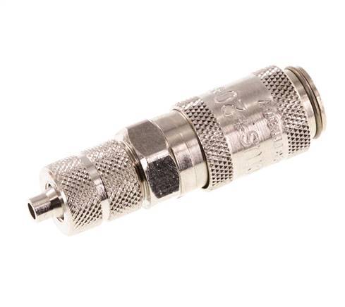 Nickel-plated Brass DN 2.7 (Micro) Air Coupling Socket 3x4.3 mm Union Nut Double Shut-Off