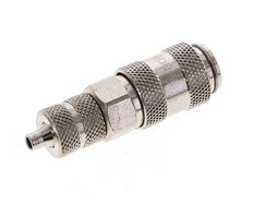 Vernikkeld Messing DN 2.7 (Micro) Luchtkoppeling Snelkoppeling 3x4.3 mm Push-On Double Shut-Off