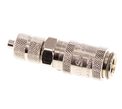 Nickel-plated Brass DN 2.7 (Micro) Air Coupling Socket 3x4.3 mm Union Nut Double Shut-Off