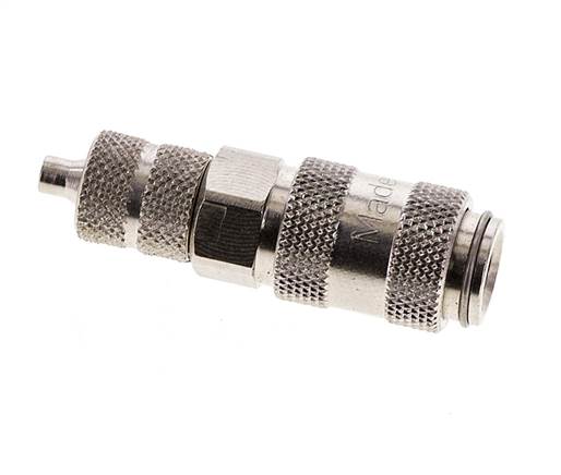 Vernikkeld Messing DN 2.7 (Micro) Luchtkoppeling Snelkoppeling 3x4.3 mm Push-On Double Shut-Off