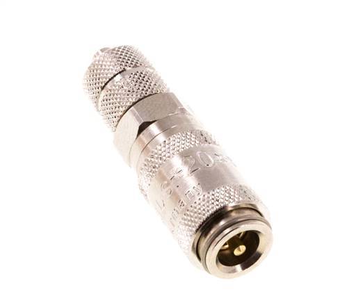 Nickel-plated Brass DN 2.7 (Micro) Air Coupling Socket 3x4.3 mm Union Nut Double Shut-Off