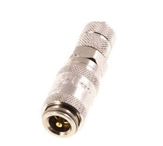 Nickel-plated Brass DN 2.7 (Micro) Air Coupling Socket 3x4.3 mm Union Nut Double Shut-Off