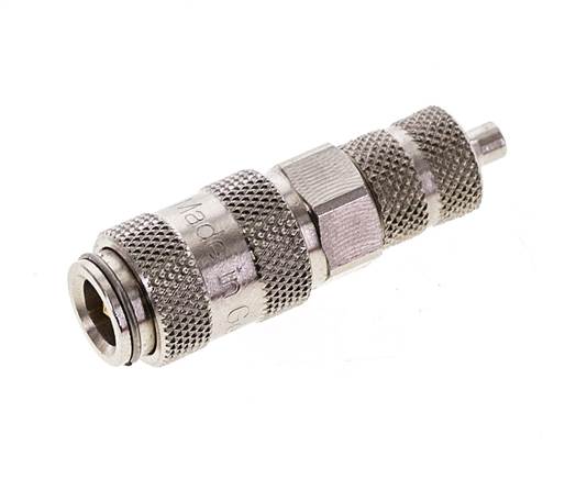 Vernikkeld Messing DN 2.7 (Micro) Luchtkoppeling Snelkoppeling 3x4.3 mm Push-On Double Shut-Off