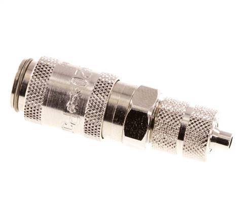 Nickel-plated Brass DN 2.7 (Micro) Air Coupling Socket 3x4.3 mm Union Nut Double Shut-Off