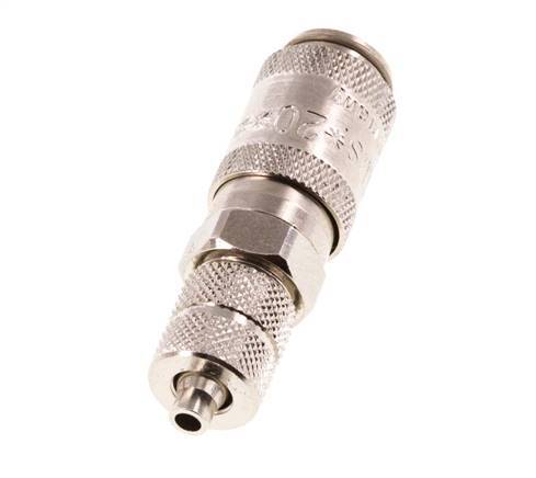 Nickel-plated Brass DN 2.7 (Micro) Air Coupling Socket 3x4.3 mm Union Nut Double Shut-Off