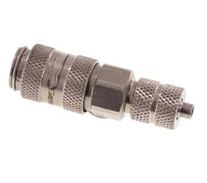 Stainless steel DN 2.7 (Micro) Air Coupling Socket 3x4.3 mm Union Nut Double Shut-Off