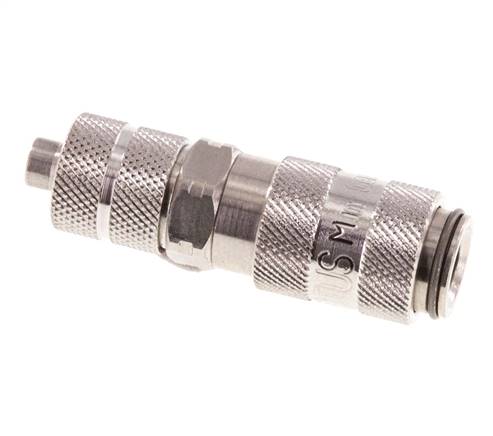 RVS 316L DN 2.7 (Micro) Luchtkoppeling Snelkoppeling 4x6 mm Push-On Double Shut-Off