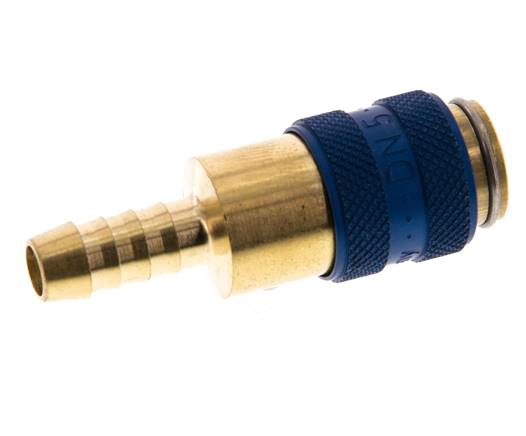 Messing DN 5 Blauw Luchtkoppeling Snelkoppeling 6 mm Slangpilaar