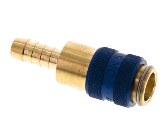 Messing DN 5 Blauw Luchtkoppeling Snelkoppeling 6 mm Slangpilaar