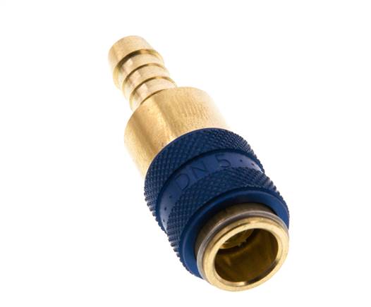 Messing DN 5 Blauw Luchtkoppeling Snelkoppeling 6 mm Slangpilaar
