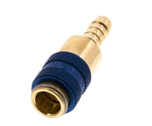 Messing DN 5 Blauw Luchtkoppeling Snelkoppeling 6 mm Slangpilaar