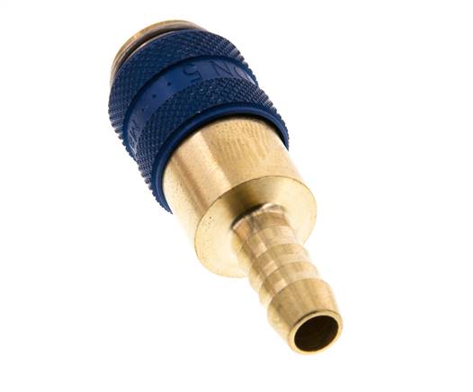 Messing DN 5 Blauw Luchtkoppeling Snelkoppeling 6 mm Slangpilaar