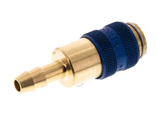 Messing DN 5 Blauw Luchtkoppeling Snelkoppeling 6 mm Slangpilaar Double Shut-Off