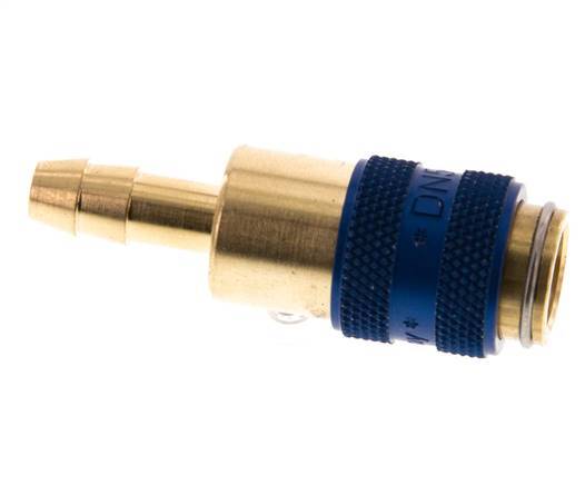 Messing DN 5 Blauw Luchtkoppeling Snelkoppeling 6 mm Slangpilaar Double Shut-Off