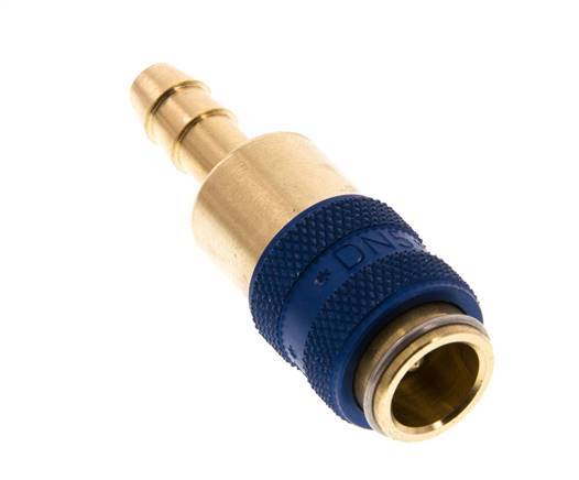 Messing DN 5 Blauw Luchtkoppeling Snelkoppeling 6 mm Slangpilaar Double Shut-Off