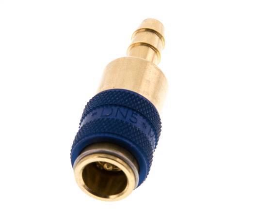 Messing DN 5 Blauw Luchtkoppeling Snelkoppeling 6 mm Slangpilaar Double Shut-Off