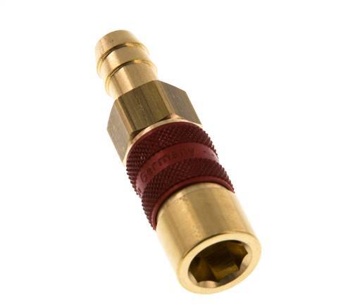 Messing DN 5 Rood-Coded Luchtkoppeling Snelkoppeling 9 mm Slangpilaar