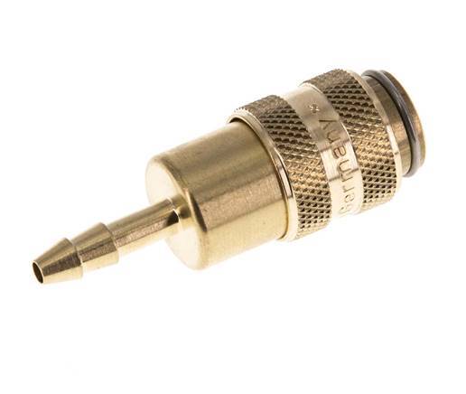 Brass DN 5 Air Coupling Socket 4 mm Hose Pillar Double Shut-Off