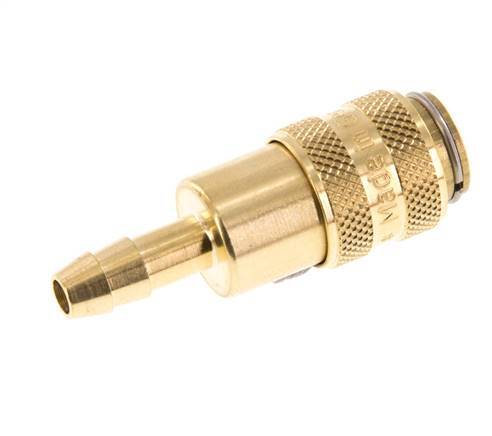 Messing DN 5 Luchtkoppeling Snelkoppeling 6 mm Slangpilaar Double Shut-Off