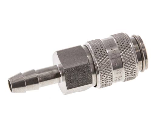 RVS DN 5 Luchtkoppeling Snelkoppeling 6 mm Slangpilaar Double Shut-Off