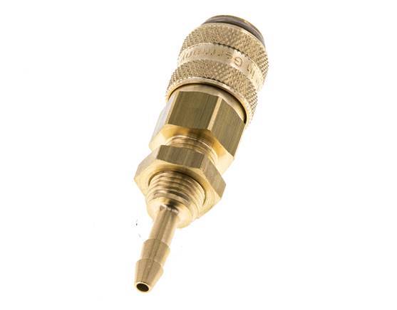 Messing DN 5 Luchtkoppeling Snelkoppeling 4 mm Slangpilaar Schotkoppeling