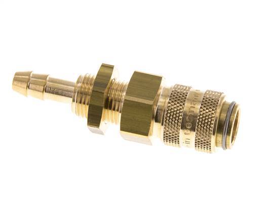 Messing DN 5 Luchtkoppeling Snelkoppeling 6 mm Slangpilaar Schotkoppeling