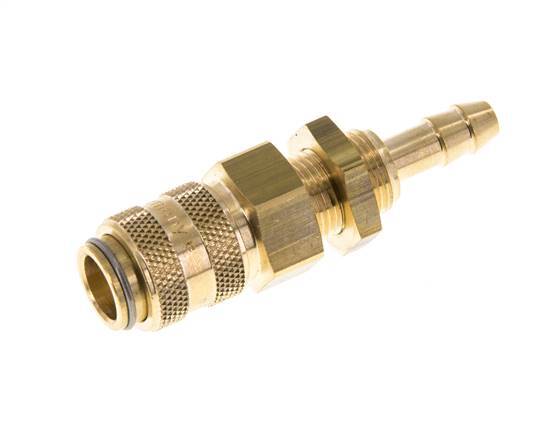 Messing DN 5 Luchtkoppeling Snelkoppeling 6 mm Slangpilaar Schotkoppeling