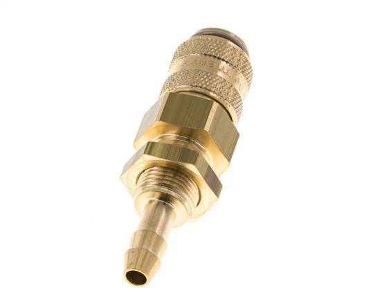 Messing DN 5 Luchtkoppeling Snelkoppeling 6 mm Slangpilaar Schotkoppeling