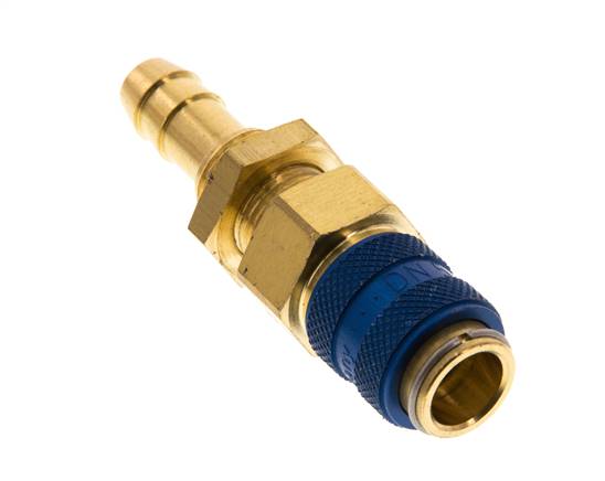 Messing DN 5 Blauw Luchtkoppeling Snelkoppeling 8 mm Slangpilaar Schotkoppeling