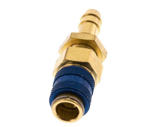Messing DN 5 Blauw Luchtkoppeling Snelkoppeling 8 mm Slangpilaar Schotkoppeling