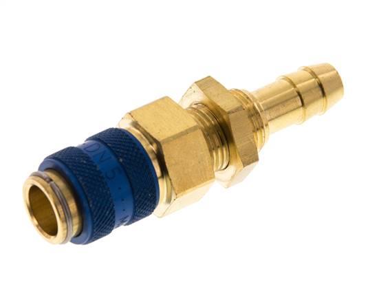 Messing DN 5 Blauw Luchtkoppeling Snelkoppeling 8 mm Slangpilaar Schotkoppeling