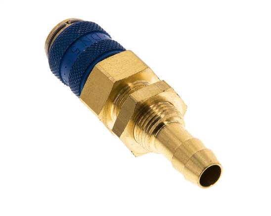 Messing DN 5 Blauw Luchtkoppeling Snelkoppeling 8 mm Slangpilaar Schotkoppeling
