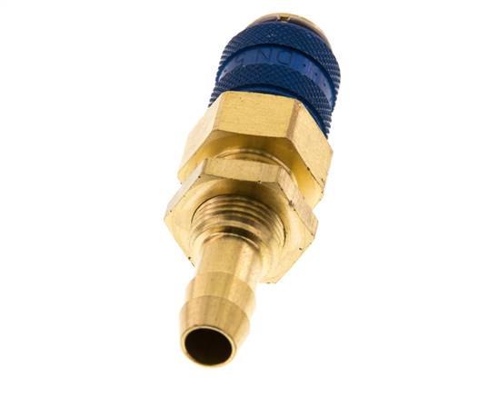 Messing DN 5 Blauw Luchtkoppeling Snelkoppeling 8 mm Slangpilaar Schotkoppeling