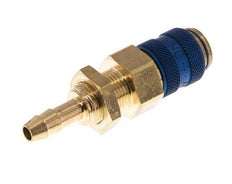 Messing DN 5 Blauw Luchtkoppeling Snelkoppeling 6 mm Slangpilaar Schotkoppeling Double Shut-Off