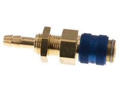 Messing DN 5 Blauw Luchtkoppeling Snelkoppeling 6 mm Slangpilaar Schotkoppeling Double Shut-Off