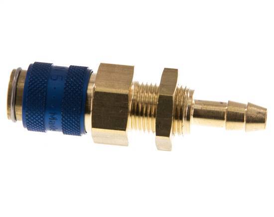 Messing DN 5 Blauw Luchtkoppeling Snelkoppeling 6 mm Slangpilaar Schotkoppeling Double Shut-Off