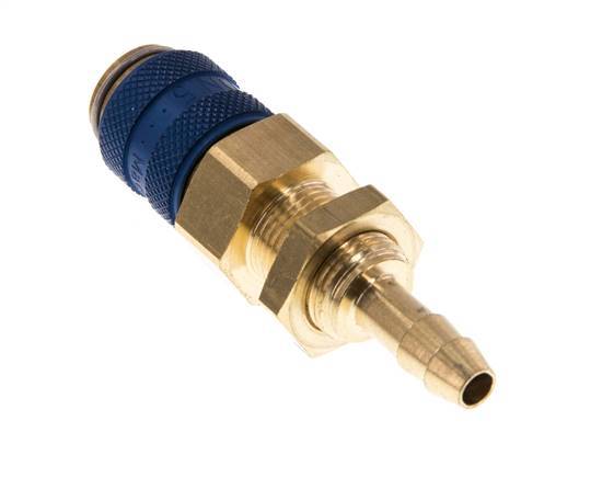 Messing DN 5 Blauw Luchtkoppeling Snelkoppeling 6 mm Slangpilaar Schotkoppeling Double Shut-Off