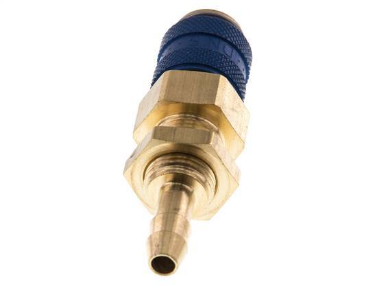 Messing DN 5 Blauw Luchtkoppeling Snelkoppeling 6 mm Slangpilaar Schotkoppeling Double Shut-Off