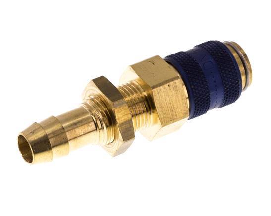 Messing DN 5 Blauw Luchtkoppeling Snelkoppeling 9 mm Slangpilaar Schotkoppeling Double Shut-Off