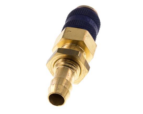 Messing DN 5 Blauw Luchtkoppeling Snelkoppeling 9 mm Slangpilaar Schotkoppeling Double Shut-Off