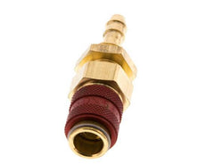 Brass DN 5 Red Air Coupling Socket 6 mm Hose Pillar Bulkhead