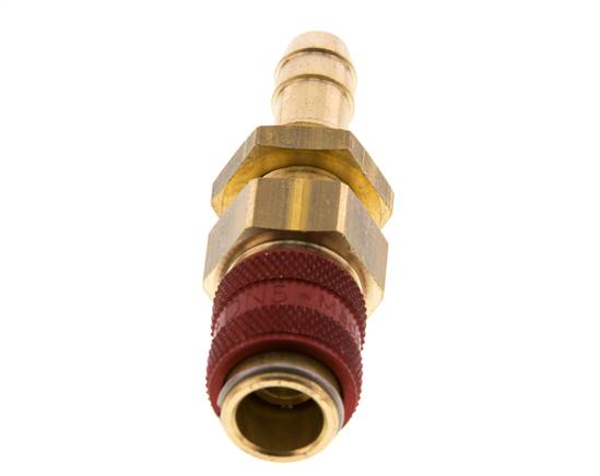 Messing DN 5 Rood Luchtkoppeling Snelkoppeling 8 mm Slangpilaar Schotkoppeling