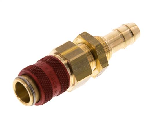 Messing DN 5 Rood Luchtkoppeling Snelkoppeling 8 mm Slangpilaar Schotkoppeling