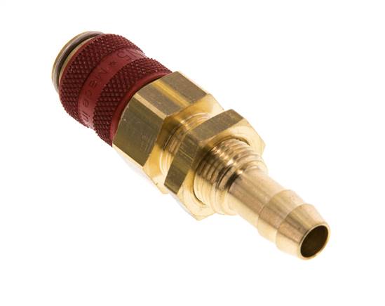 Messing DN 5 Rood Luchtkoppeling Snelkoppeling 8 mm Slangpilaar Schotkoppeling