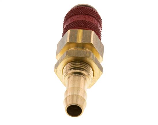 Messing DN 5 Rood Luchtkoppeling Snelkoppeling 8 mm Slangpilaar Schotkoppeling